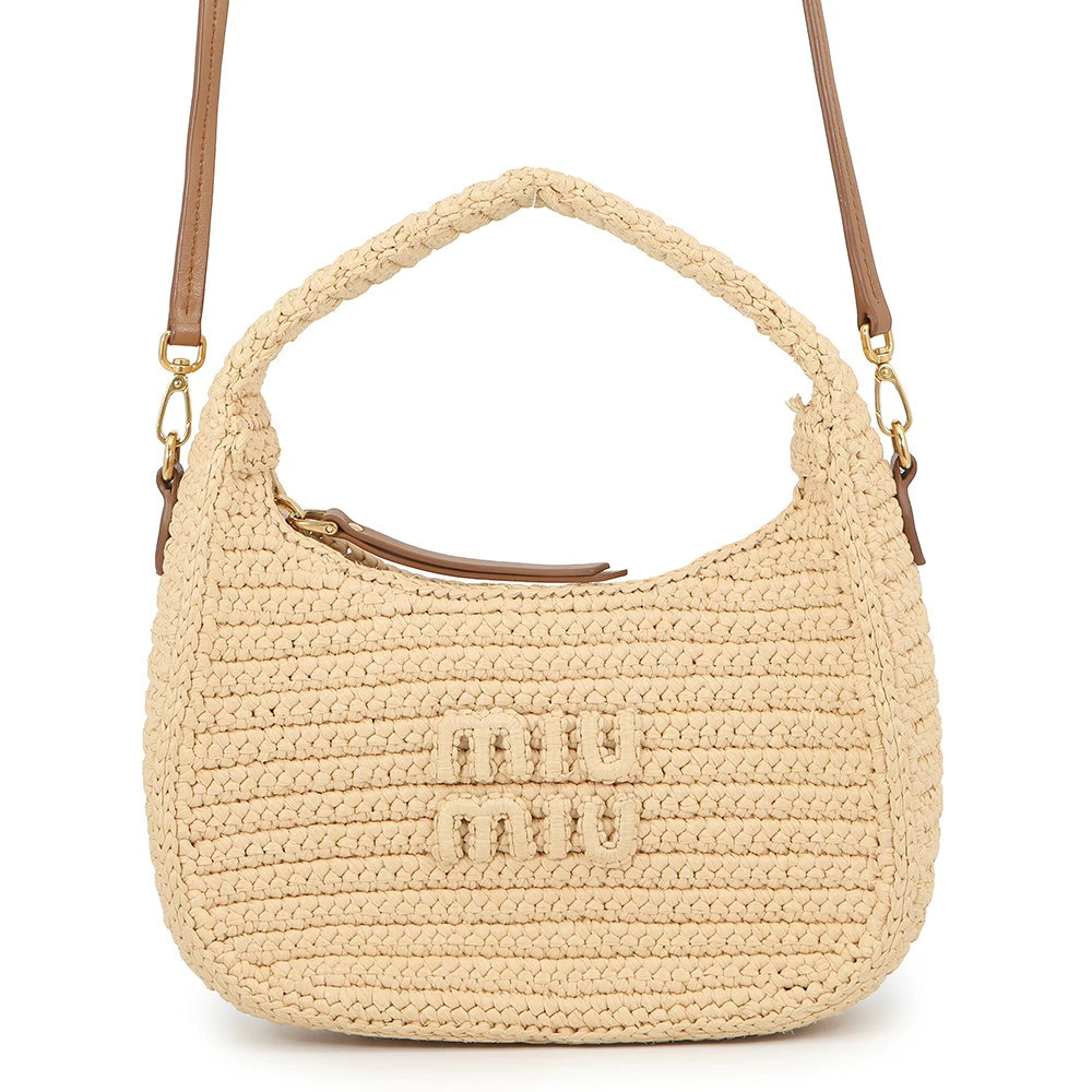 Miu Miu Wonder Hobo Bag Wicker Leather Handbag